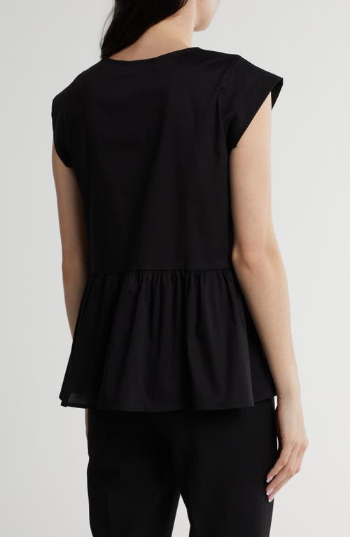 Shop Renee C Poplin Peplum Top In Black