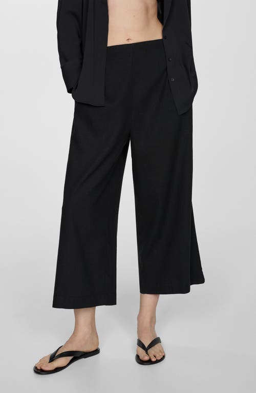 Shop Mango Linovis Linen Blend Wide Leg Pants In Black