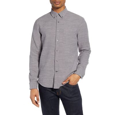 Club Monaco Slim Fit Melange Flannel Button-Down Shirt, Grey