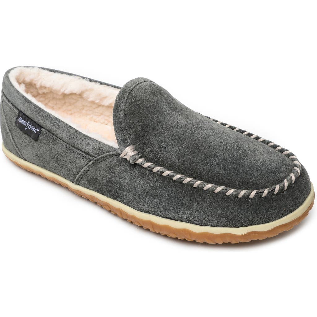 Minnetonka Men's Tilden Moccasin Slippers In Grey In Grey