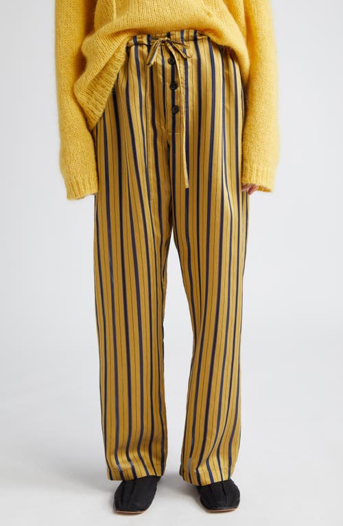 Alumni Stripe Satin Pajama Pants in Yellow Multi