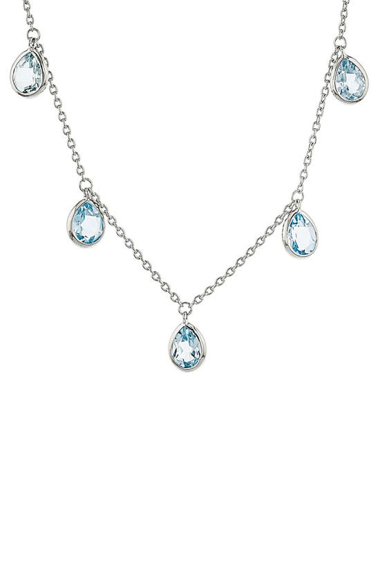 Judith Ripka Pear Shape Cz 5-station Necklace In Blue