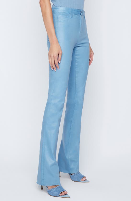 Shop L Agence Ruth Coated High Waist Raw Hem Straight Leg Jeans In Blue Mist Coated