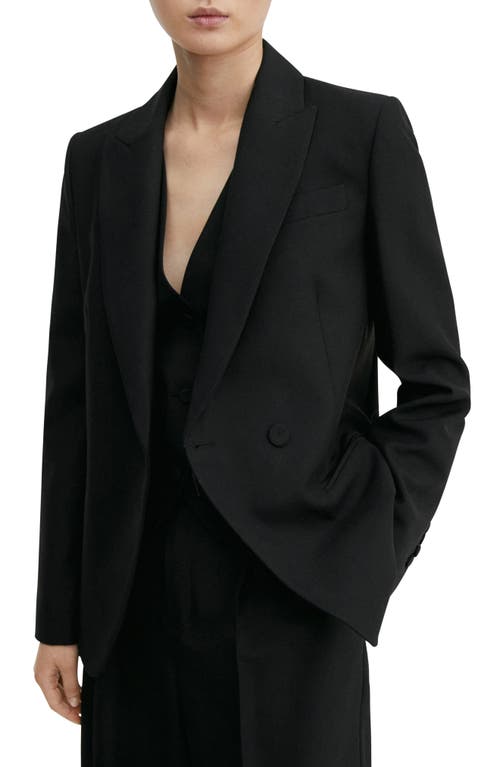 MANGO Regular Fit Suit Blazer Black at Nordstrom,
