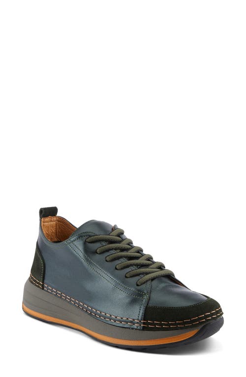 Shop Spring Step Angolan Sneaker In Dark Green Metallic