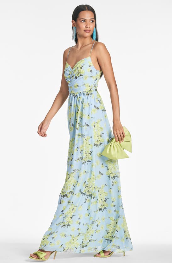 Shop Sachin & Babi Sienna Floral Gown In Sky Citrine Floral