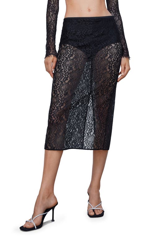 MANGO Lace Midi Skirt Black at Nordstrom,