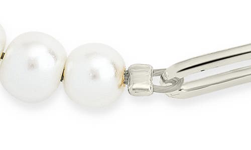 Sterling Forever River Pearl & Paper Clip Chain Necklace In Silver