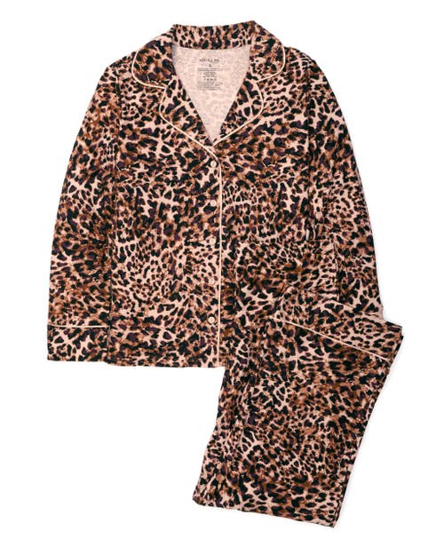 Shop Adore Me Brea Long Knit Pajama Set In Animal Brown