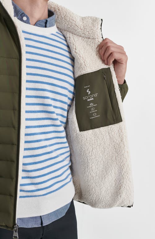 Dkny Water Resistant Faux Shearling Lined Quilted Jacket In Olive