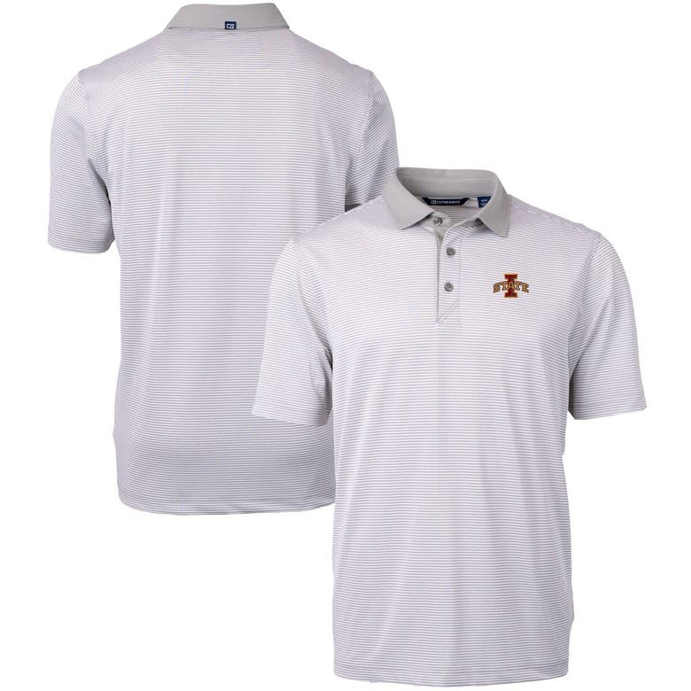 Shop Cutter & Buck Gray/white Iowa State Cyclones Big & Tall Virtue Eco Pique Micro Stripe Recycled Polo