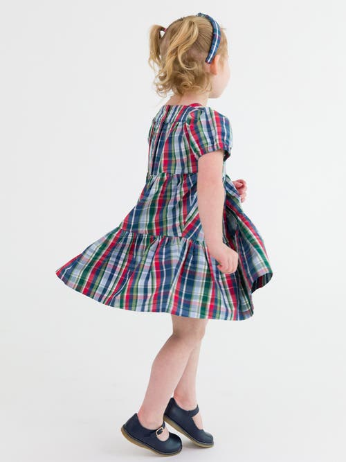 Shop Rufflebutts Girls Puff Short Sleeve Tiered Dress In Prep School Plaid