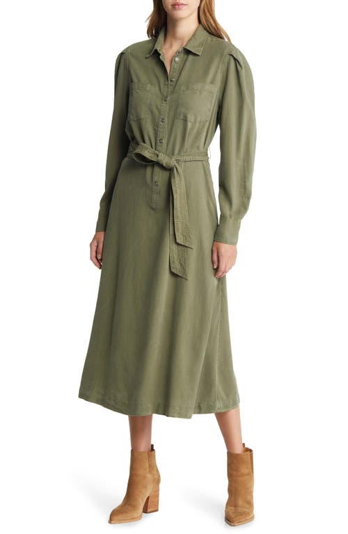 caslon(r) Long Sleeve Midi Shirtdress in Green Sorrel