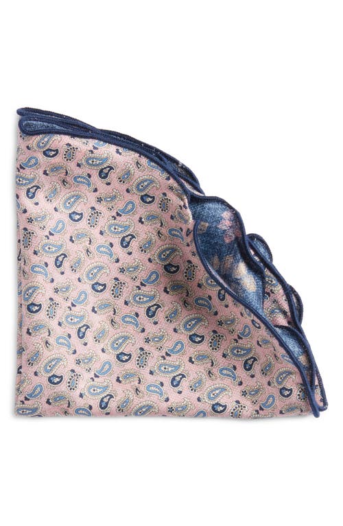 Shop Edward Armah Paisley & Leaf Print Reversible Silk Pocket Circle In Pink