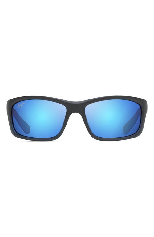 Maui Jim Kanaio Coast 61mm PolarizedPlus2 Rectangular Sunglasses in Matte/Blue/black Stripe at Nordstrom