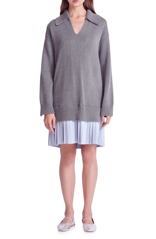 ENGLISH FACTORY ENGLISH FACTORY MIXED MEDIA PLEATED MINIDRESS