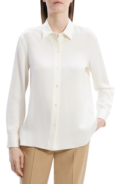 Shop Theory Button-up Silk Shirt With Necktie In Ivory