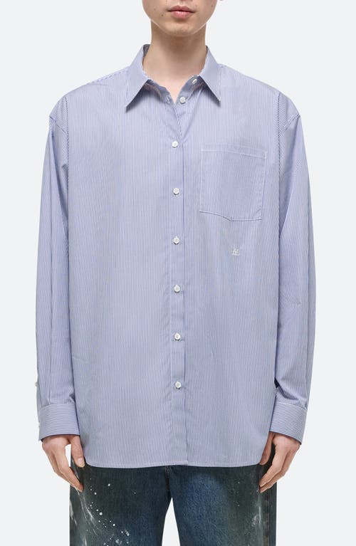 Helmut Lang Oversize Microstripe Button-up Shirt In Blue Stripe