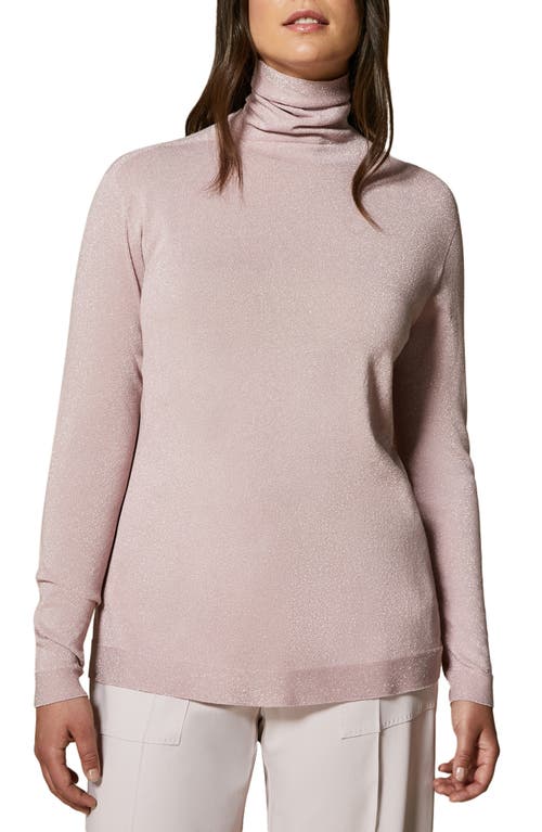 Marina Rinaldi Alogena Metallic Mock Neck Sweater in Pink