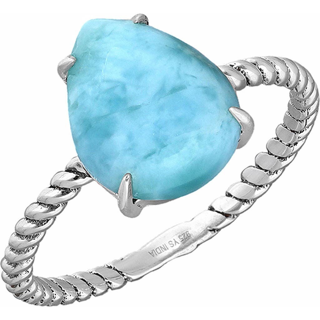 Ys Gems Sterling Silver Larimar Ring In Blue