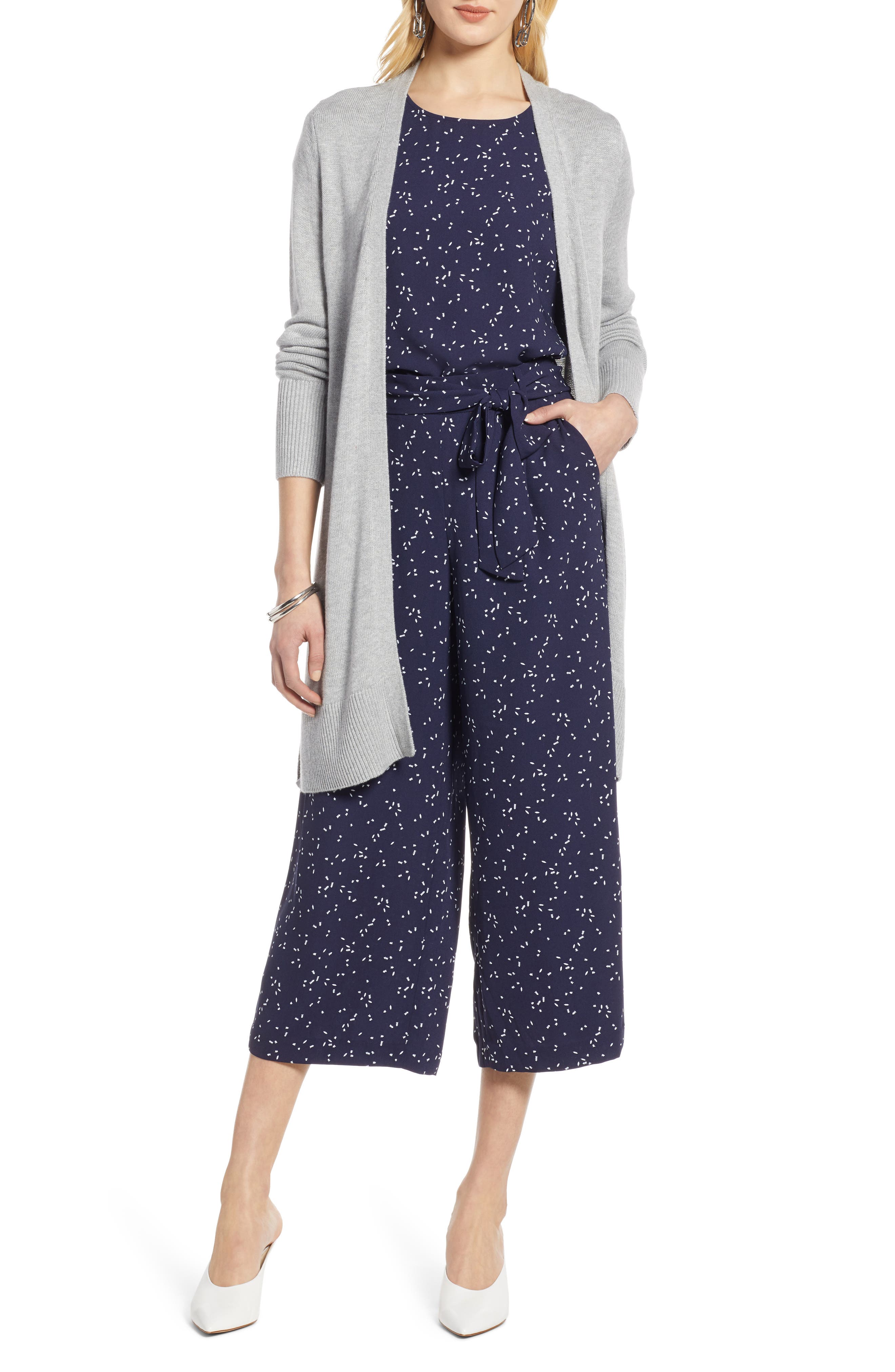 Halogen Long Cardigan, Grey