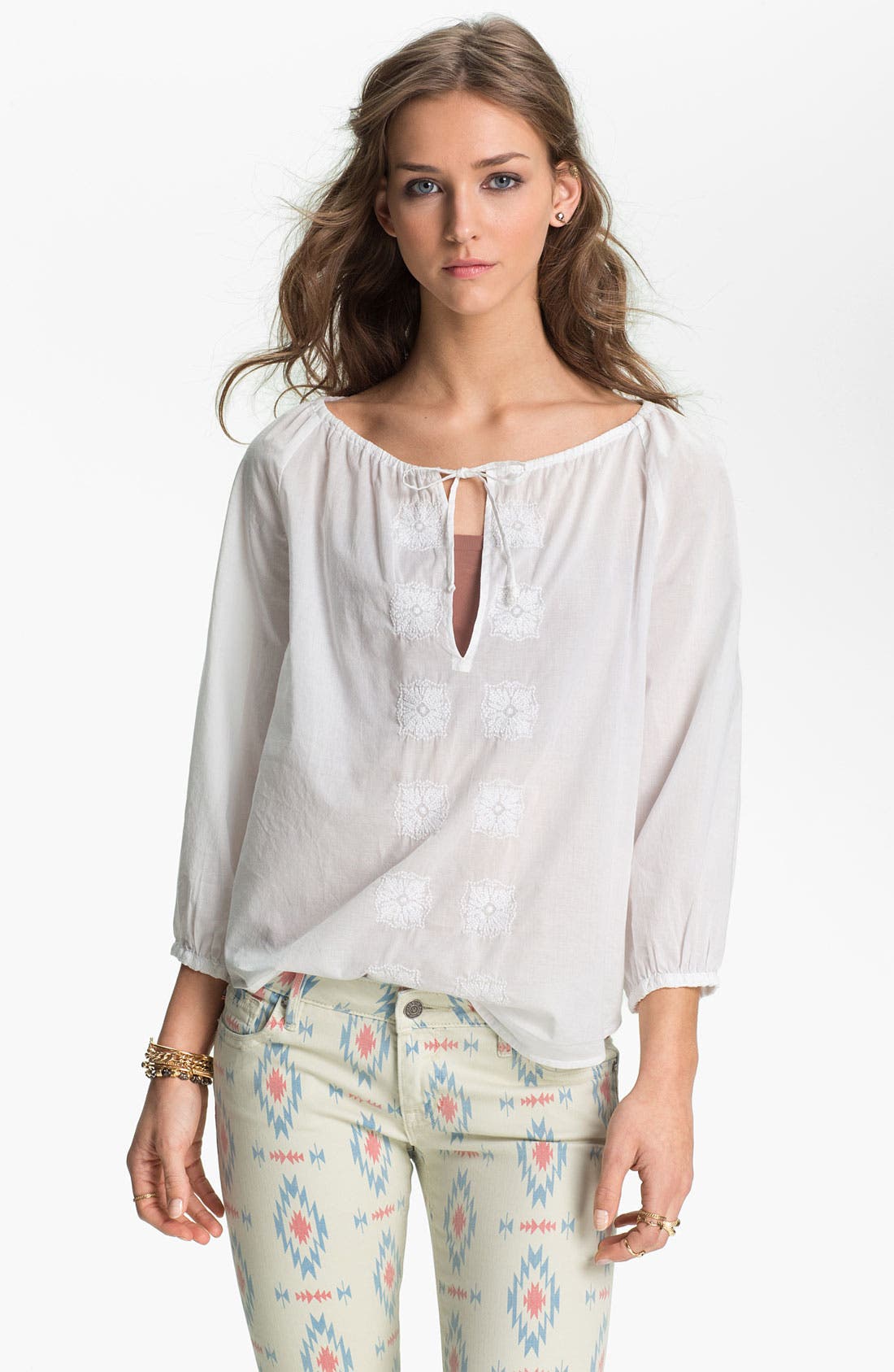Rubbish® Embroidered Peasant Top (Juniors) Nordstrom