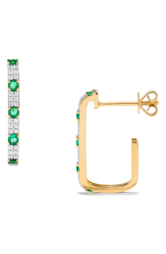 H.j. Namdar Emerald & Diamond Paperclip Earrings In 14k Yellow Gold