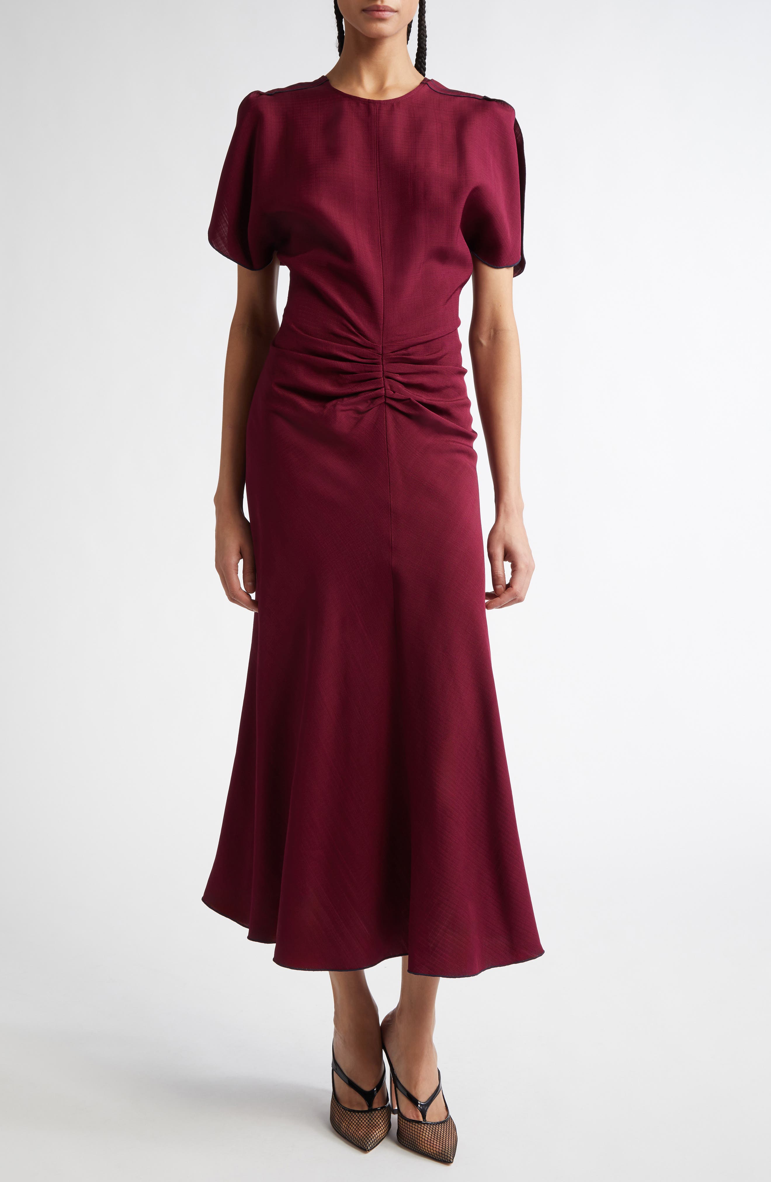 Victoria Beckham Ruched Waist Midi Dress | Nordstrom