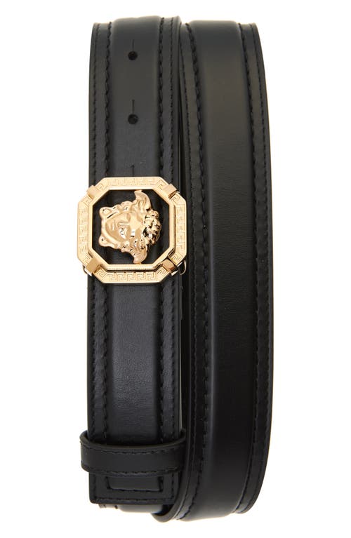 Versace Medusa Head Leather Belt In Black  Gold