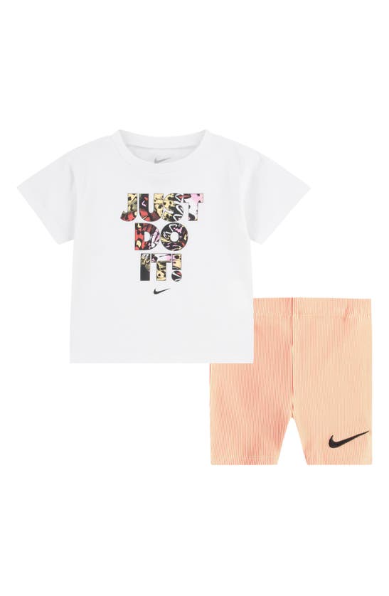 Nike Babies'  Meta-morph Dri-fit T-shirt & Bike Shorts Set In Soft Yellow