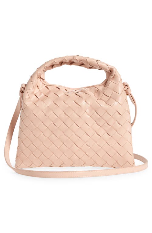 Shop Bottega Veneta Mini Hop Intrecciato Leather Hobo Bag In Lotus/brass