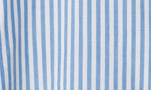 Shop Beachlunchlounge Stripe Cotton & Modal Button-up Shirt In Bandana Blue