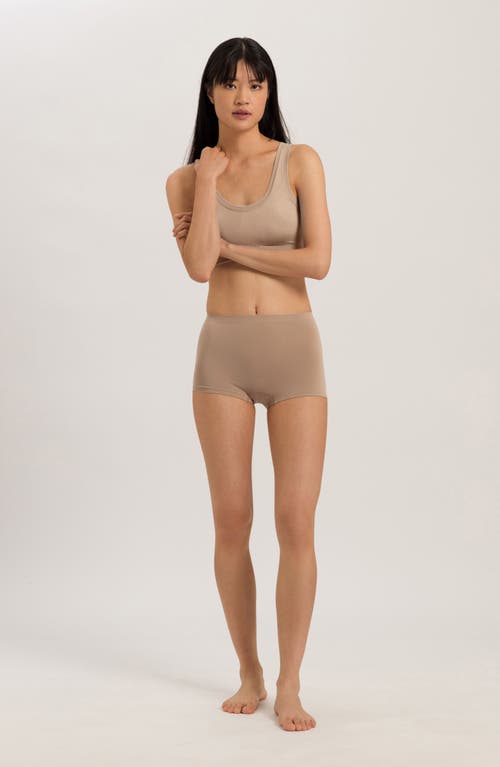 Shop Hanro Touch Feeling High Waist Boyleg Briefs In Deep Taupe