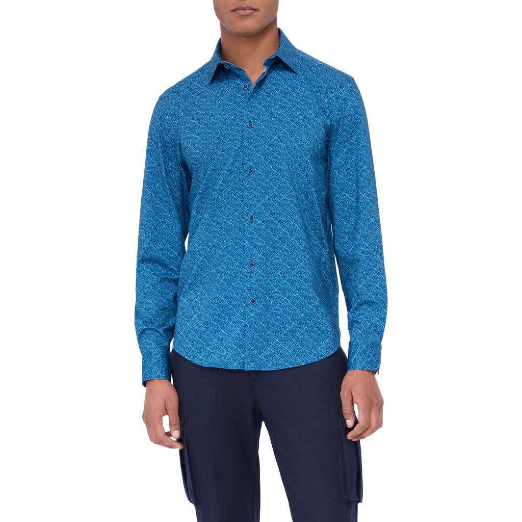 Bugatchi James Ooohcotton® Abstract Print Button-up Shirt In Night Blue