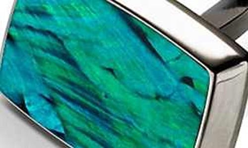 M Clip M-clip® Abalone Cuff Links In Stainless Steel/teal