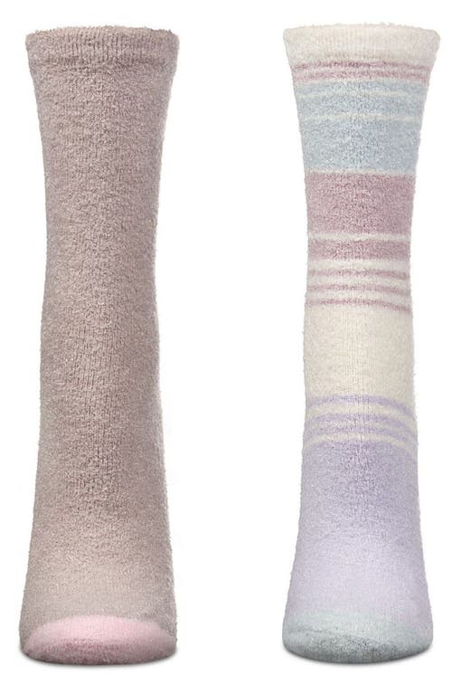 Memoi Assorted 2-pack Aloe Infused Crew Socks In Lavender