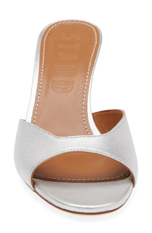 Shop Staud Brigitte Kitten Heel Slide Sandal In Silver