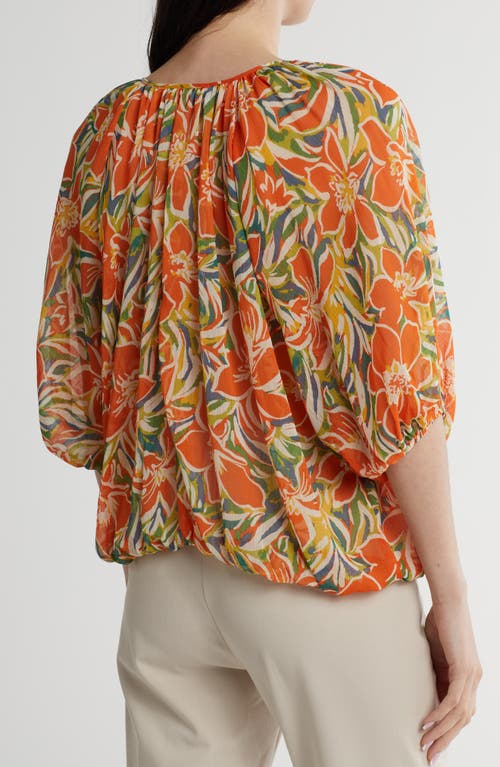 Renee C Floral Top In Orange