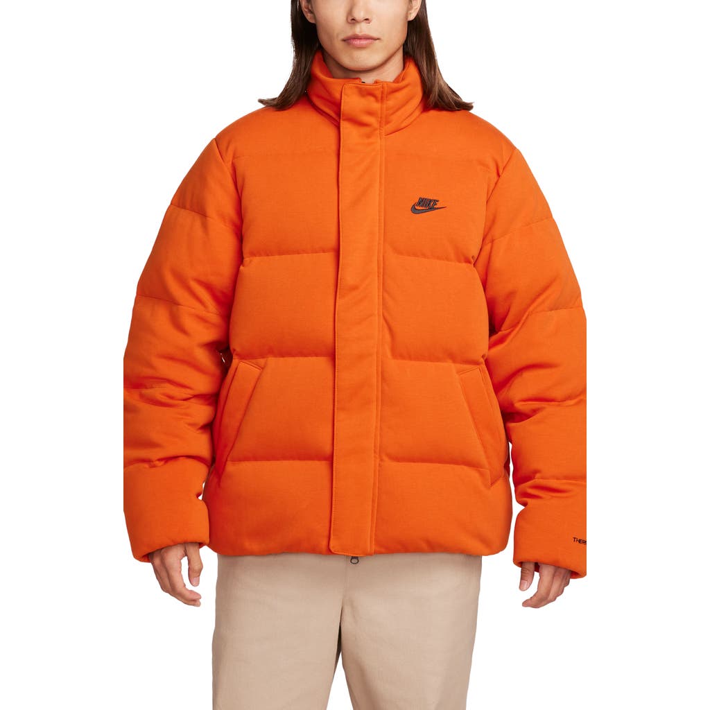 Nike Oversize Therma-fit Down Puffer Jacket In Campfire Orange/black