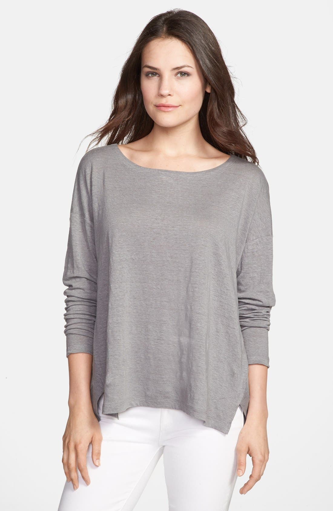 Eileen Fisher Wide Neck Organic Linen Top Nordstrom