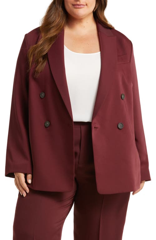 Vince Double Breasted Crepe Blazer in Plum Wine