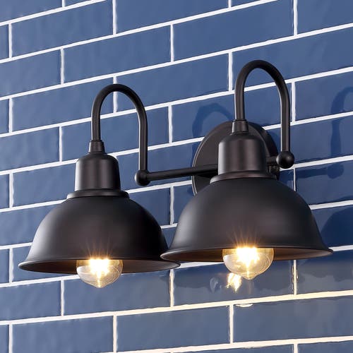 Shop Jonathan Y Frisco 2-light Farmhouse Industrial Iron Led Vanity In Oil Rubbed Bronze