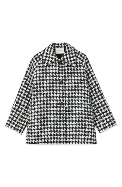 Shop Lafayette 148 New York Houndstooth Check Wool Blend Car Coat In Black Multi