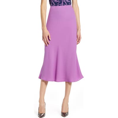 Halogen Bias Cut A-Line Midi Skirt, Purple