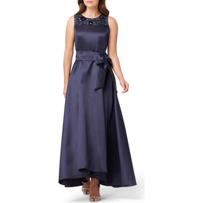 Tahari Embellished Mikado Gown, Blue