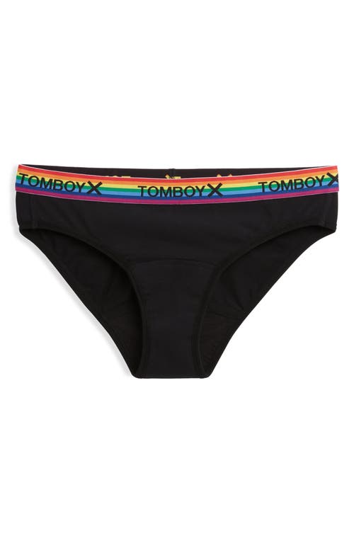 First Line Stretch Cotton Period Bikini in Black Rainbow