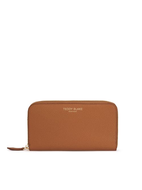 Shop Teddy Blake Zipwallet Stampato In Camel Brown