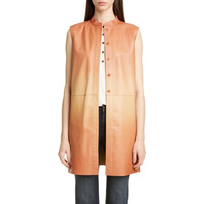 Lafayette 148 New York Malva Ombre Leather Vest, Orange