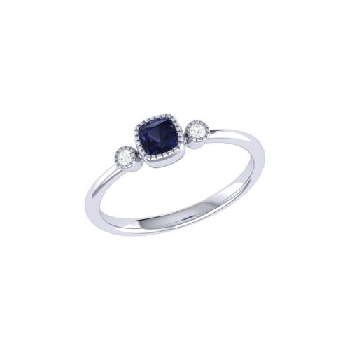 Shop Luvmyjewelry Cushion Cut Sapphire & Diamond Birthstone Ring In White Gold