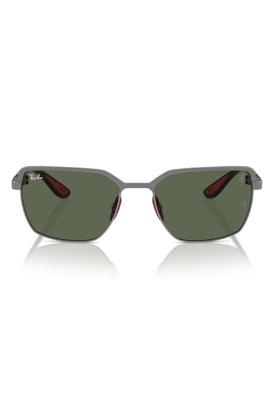 Ray Ban X Ferrari Scuderia 58mm Square Sunglasses In Dark Green